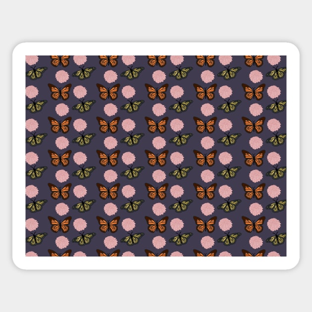 Purple Monarch Butterfly Pattern by Courtney Graben Sticker by courtneylgraben